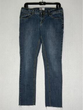 Vintage So Blue Average Skinny Leg Raw Hem Jeans Denim Cotton Women's Size 11